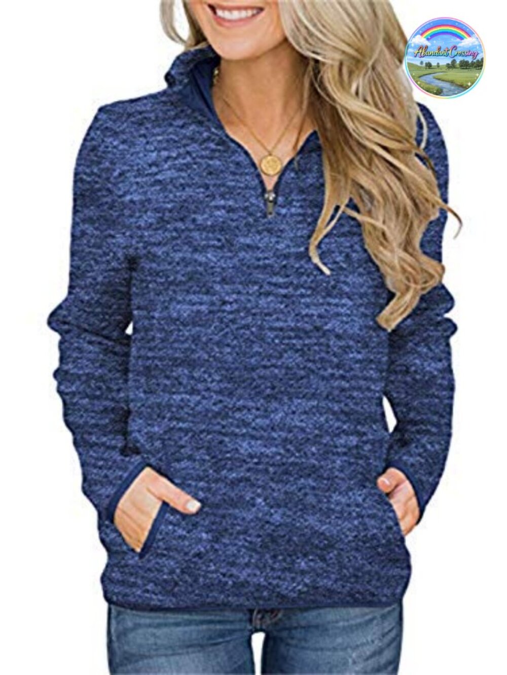 Women's Quarter Zip Fleece Pullover Sweatshirt with Pockets